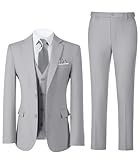 Boys Tuxedo Suit Set 3 Piece Ring Bearer Outfit Gray Suits for Boy Kids Light Grey Suit Size 7 Formal Dress for Wedding Guest Party Prom with Tie