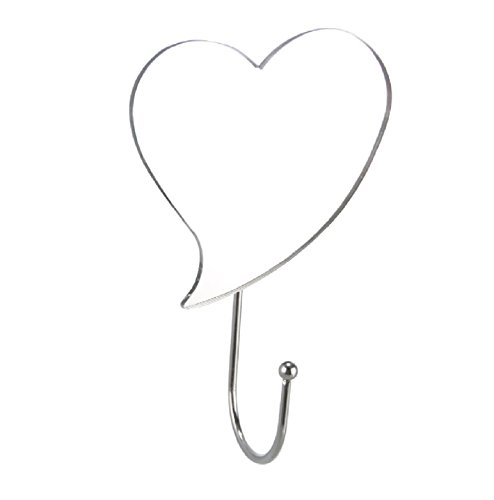 Outlook Design Italia Mirror Hook Heart Gancho Espejo con Ventosa, Plata, 14 x 9 x 4.5 cm