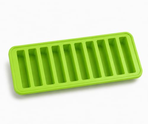 Image of Silicone Ice Stick Tray Pack of 1 | 10 Long Steak Ice Cube Mold | Food Grade BPA Free Silicone for Ice Cubes, Baby Food, Chocolate, Yogurt, Herbs & Masala | Freezer, Microwave & Dishwasher Safe (1)