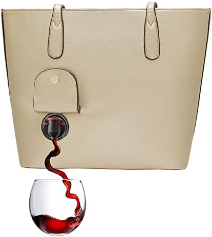 PortoVino Classic Tote Bag - Vegan Leather Wine Purse with Hidden Spout and Dispenser Flask for Wine Lovers that Holds and Pours 2 bottles of Wine! For Traveling, Concert, Bachelorette Party - Gold