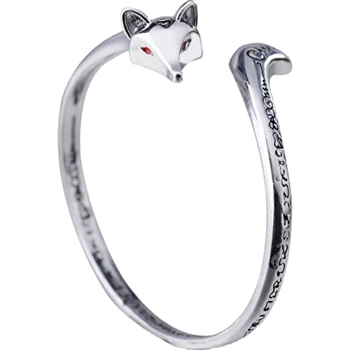 Pulseras Plata Mujer,Pulsera Chapada En Plata para Mujer Novedad Lindo Zorro En Forma De Encantador Brazalete De Plata Pulseras De Plata De La Amistad Mejor Amigo Regalo para Cumpleaños De Navidad
