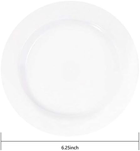 bUCLA 100Pieces White Plastic Plates - 6.25inch Disposable Plastic Appetizer/Small Cake/Salad/Dessert Plates Premium Hard, Ideal for Weddings& Parties 6.25Inch-100pcs-White