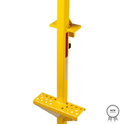 Image of RIGCRAFTOR - Heavy Duty 2-Step Aluminum Truck Tailgate Ladder - Non-Slip Surface with 3 Secure Contact Points - Quick, Stable Access for Flatbed Trailers - Foldable, Portable Truck Step - Yellow