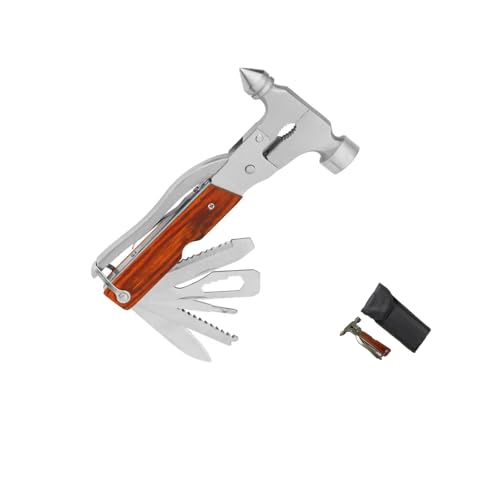 JMFANGLIU Emergency Vehicle Safety Hammer, Multi-Function Window Breaker with Wooden Handle, Stainless Steel Portable Multi-Functional,Outdoor Survival Gear Car Escape Men's Gifts