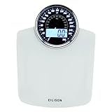 EILISON Highly Advance 2-in-1 Digital & Analog Weighing Scale for Body Weight-400lbs, 4 High Precison GX Sensor Accurate, Thick Tempered Glass, Extra Large Display (White)