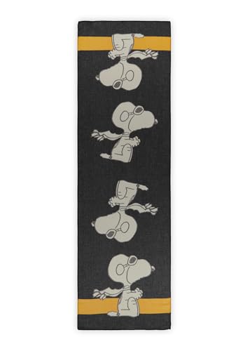 CODELLO Peanut Schal aus weicher Viskose mit fahrendem Snoopy-Allover-Motiv (black)