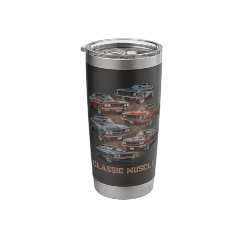 American Car Classic Muscle Car Vintage Novelty Retro Design Stainless Steel Insulated Tumbler