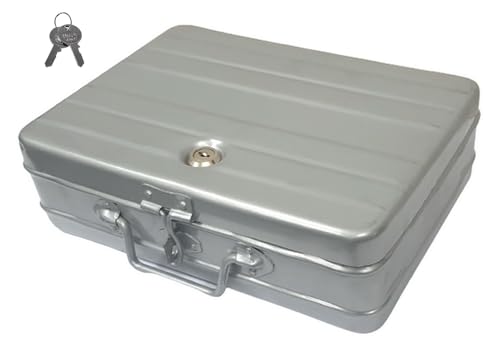 Image of JAYCO Aluminium Cash /Jewellery Storage Box /Trunk - 12 inch Medium Size (30 cm x 21 cm x 10 cm, Silver-Grey)