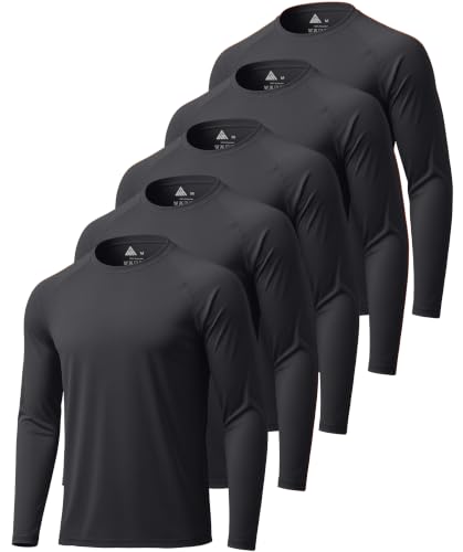 Image of ZITY 5 Pack Long Sleeve Shirts for Men UPF 50+ Sun Protection Fast Dry Lightweight Fishing Swim Rash Guard Workout Shirt