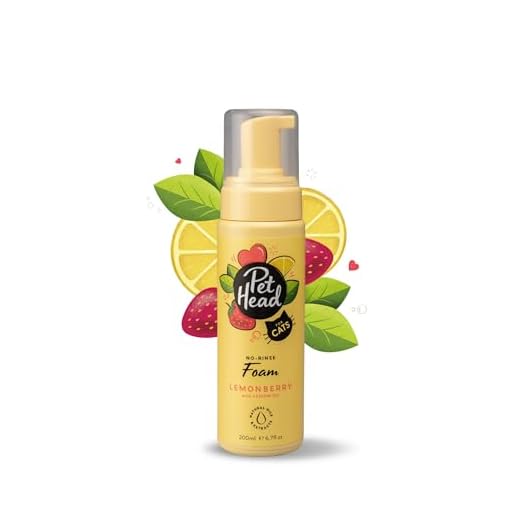 Pet Head Felin' Good Schaumshampoo ohne Ausspülen für Katzen | Zitronenbeeren-Duft | Pflegt & Beruhigt das Fell Ihres Katzens | Schnell & Einfach zu Bedienen | Sanfte Formel für Kätzchen | 200ml