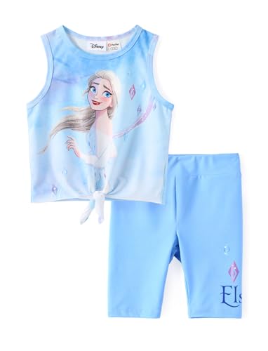 Image of Disney Stitch丨 Frozen丨 Minnie Mouse丨Princess丨Winnie Tank Top+Dolphin Shorts Girls Outfits Workout Athletic Set Summer