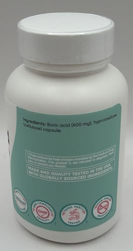 Image of Nutricost Boric Acid (600mg) 60 Capsules GMO-Free (Pack of 3)