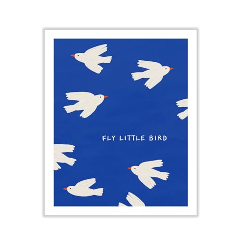 Monem Art Fly Little Bird Print - Whimsical Blue Dove