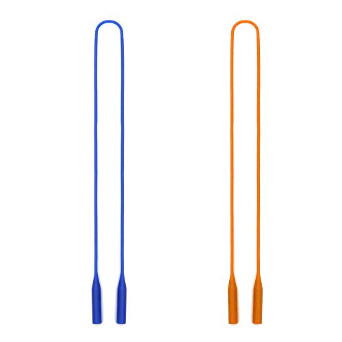 JM Colgante para Gafas. Cordón de Silicona Impermeable. Apto para Hombre, Mujer o Niños [Pack de 2 - Azul y Naranja]