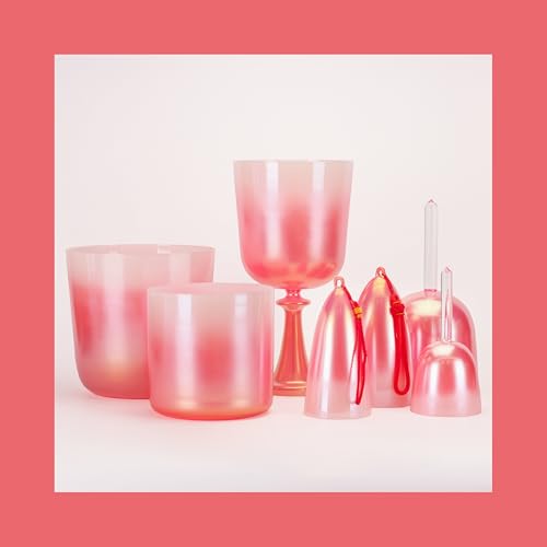 Mountain Rain Gradient Red crystal singing bowl set (3.75 Inch crystal singing bell)