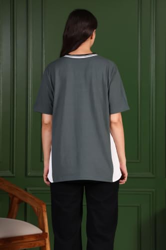 Image of BLACKSTEP Women Oversized Cotton Jersey Tshirt | Loose Fit Streetwear Casual Top | Drop Shoulder Longline T Shirt for Girls College Wear Travel Gym Daily Outfit