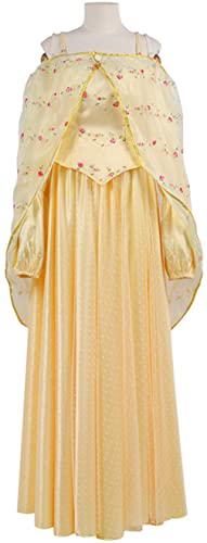Queen Costume Women Girls Yellow Dress Cape Cosplay Outfits Full Set for Halloween (Adult, 2X-Large)