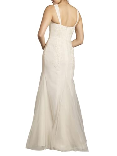 David's Bridal Tulle Lace Applique Corset Mermaid Wedding Dress3