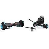 Gotrax NOVA Hoverboard with 6.5" LED Wheels, Max 4.3 Miles & 6.2mph Power by Dual 200W Motor & Hoverfly Kart Seat Attachment for Self Balancing Scooters, Adjustable Frame