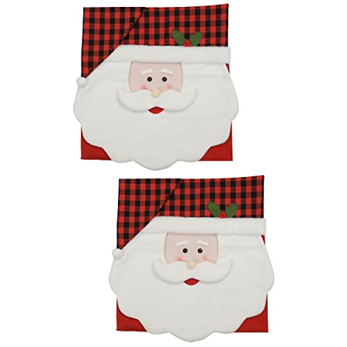 2 Pcs Christmas Chair Cover Decor Plaid Cloth Couple Chair Cover Chair Decor (Red) Christmas Decorations Gifts Ornaments #TOP7