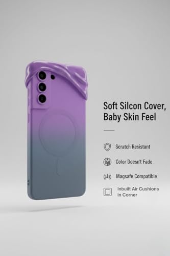 Image of amazon basics Gradient Mag-Safe Case for Samsung Galaxy S21FE 5G | Soft Silicone Shockproof Cover with Camera Protection | Slim Lightweight Design | Smooth Touch & Durable - Purple & Gray