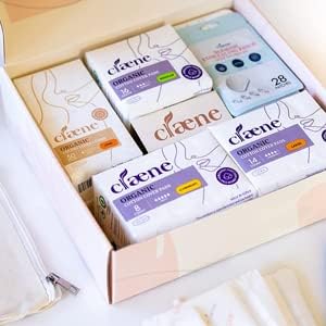 Image of Claene Organic Cotton Panty Liners, Unscented,Thin, Cruelty-Free, Daily, Breathable, Light Incontinence, Natural Pantyliners, Vegan, Menstrual Pads for Women (Gift Set)