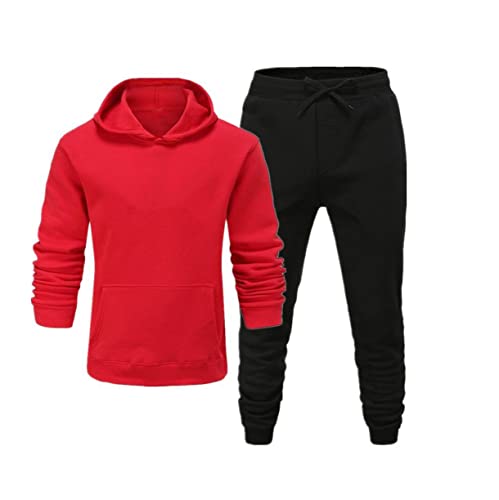 Survêtement homme rouge et noir Kiioouu taille XL pour sport automne hiver