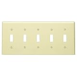  Leviton 86023 5-gang Toggle périphérique commutateur prise murale, taille standard, fixation thermodur, appareil 1 Pack ivoire