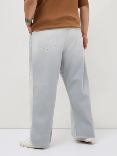 Image of Urbano Plus Men's Loose Baggy Fit Heavy Washed Faded Denim Jeans Non-Stretchable