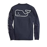 vineyard vines Men's Long Sleeve Vintage Whale Pocket T-Shirt, Blue Blazer, X-Small