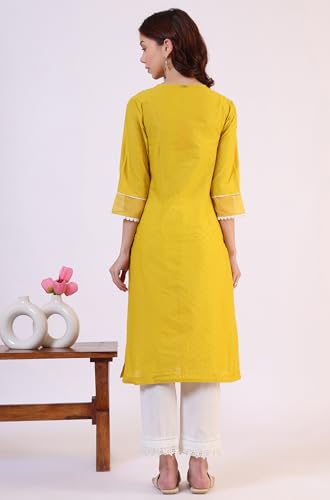 Image of W for Woman Solid Straight Pure Cotton Kurta