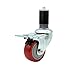Stainless Steel Polyurethane Swivel Expanding Stem Caster w/3.5" x 1.25" Red Wheel and 1-1/2" Stem & Total Locking Brake - 300 lbs Capacity/Caster - Service Caster Brand
