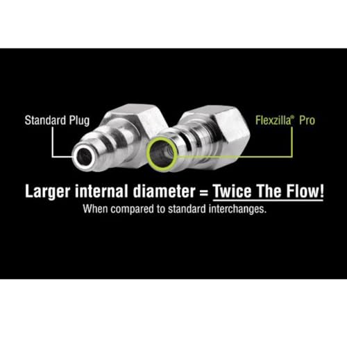 Image of Flexzilla A53457FZ Pro High Flow Coupler & Plug Ki 7 Piece | 1 /4 inch NPT | Push to Connect System | Allows Twice the Flow to Your Air Tools | Maximum Efficiency