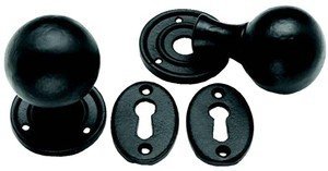 Originalforgery Black Rustic Round Mortise Door Knobs/Handles Cast Iron