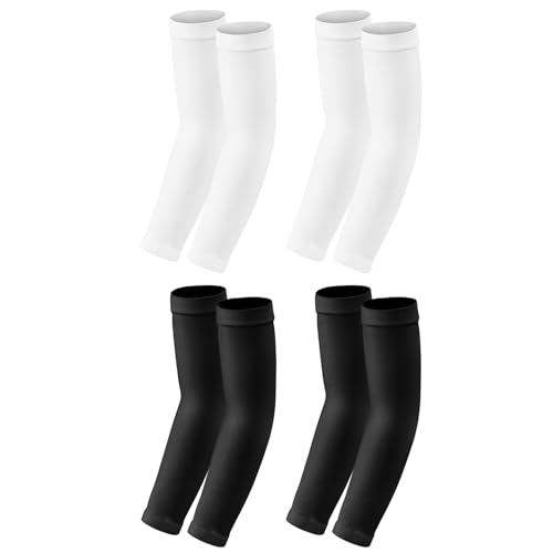 Manchon bras pour enfant 4 paires, Manchette bras noir et blanc de compression pour basket-ball, football, baseball, volley-ball, sport pour jeunes filles Garçons