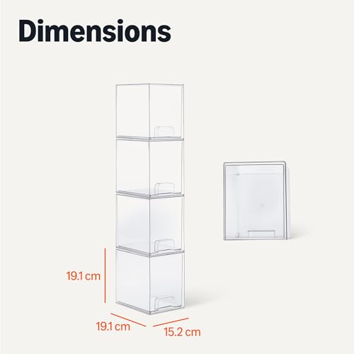 Amazon Basics Stackable Plastic Storage Makeup Organiser Drawers, Clear, 15.3 x 18.8 x 19.6 cm, 4 Pack by Amazon Basics - Image 5