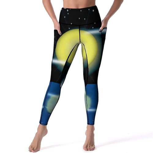 Legging femmes de sport Lune Étoile taille haute S pour yoga