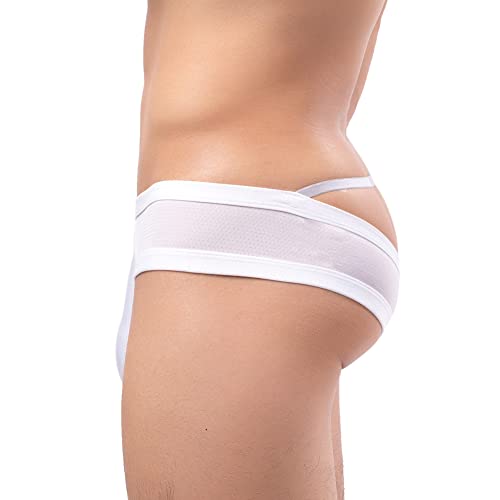 Summer Code Men's Jockstraps Underwear for Men, Micro Mesh Striped Thong Breathable Athletic Supporter Pack4