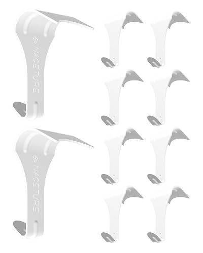 Image of NACETURE Heavy Duty Picture Rail Hooks, White 10 Pack for Hanging Cables