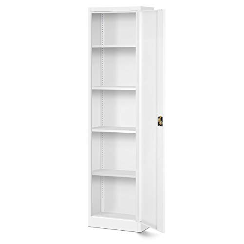 Jan Nowak Armario de Oficina C001A Armario de Almacenamiento metálico 4 estantes Puerta abatible Pintura en Polvo Metal 185 cm x 45 cm x 40 cm - imagen 5