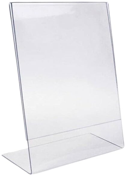 Slant Back Acrylic Sign Holder A4, Portrait Frame for Signs, Brochures, Flyers, Menus, Posters - Clear Plastic Display Stand for Home, Office, Store - Multipacks Available (5)