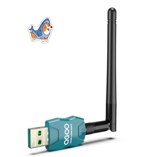 Class 1 Long Range Bluetooth Adapter for PC, QGOO USB Bluetooth Adapter for PC 5.3+EDR, Bluetooth Dongle Bluetooth Receiver Support Windows10/8.1/8/7?green-043?