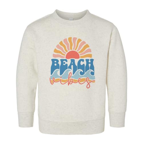 Retro Beach Vibes Kids Sweatshirt Toddler 5T Natural Heather