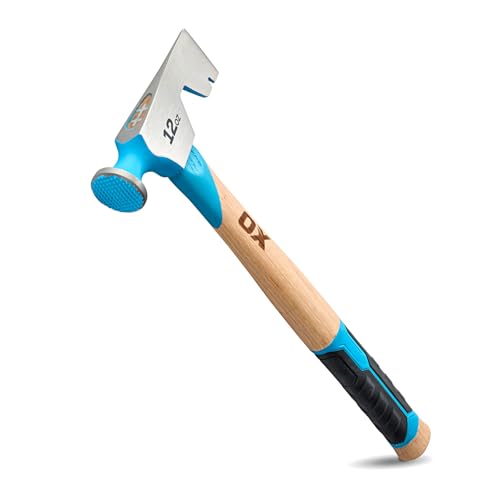 OX Tools Pro 12oz Dry Wall Hatchet Hammer Combo with TPR Grip and Nail Puller Straight Hickory Handle Milled Face Drywall Hammer Tool Hatchet Hammer OX-P088712