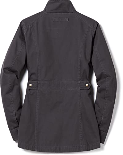 Cqr Women's Twill All Cotton Flannel Shirt Jacket, Soft Long Sleeve Shirts, Corduroy Lined Outdoor Shirt Jackets, Twill Field Jacket Charcoal, Large #TOP1