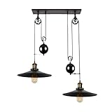  FWX Metálico Araña De Luces Vintage Lámpara Colgante Polea Luz Colgante Industrial E27 Lámpara De Techo Luz De Techo Altura Ajustable Adecuado para Mesa De Comedor Sala De Estar Bar Cafetería,2heads