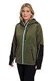  Ulla Popken Damen große Größen Übergrößen Plus Size Fleecejacke, Reflektordruck, Kapuze, Daumenloch moosgrün 50+ 807800439-50+