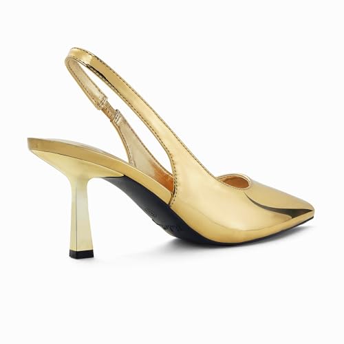 Image of Elisabet Tang Women's Kitten Heel Slingback Low Pumps 3 Inches Stiletto Pointed Closed Toe Elegant Dressy Bridal Wedding Party Shoes