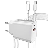 【Ligero y Portátil】El cargador de doble puerto USB C es pequeño y ligero, fácil de sostener en una mano y cómodo de llevar. Ideal para el hogar, los viajes, la oficina y los viajes de negocios. El cargador de doble puerto viene con un cable C2C 3A que puede cargar 2 dispositivos al mismo tiempo para una carga eficiente sin necesidad de llevar varios cargadores. Esto hace la vida mucho más fácil y conveniente.