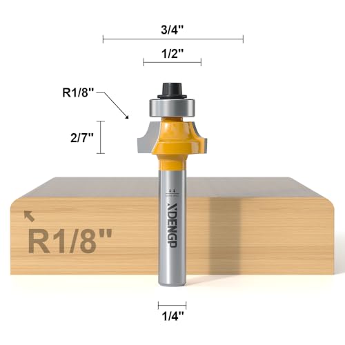 Image of Roundover Router Bit 1 /4 Shank, 1 /8 inch Radius Round Over Router Bits, Router Bits Round Over for Edging Forming Rounding Woodworking Cutter